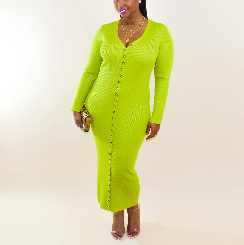 Knit Yarn Bodycon Midi